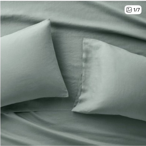 Casaluna Full 100% Linen Sheet Set - Sage Green - Picture 4 of 8